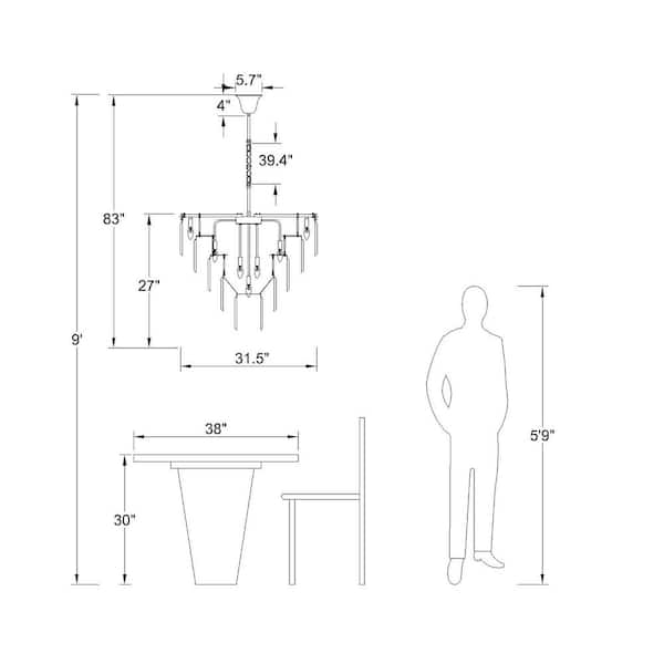 Annapolis 12-Light Chrome/Clear Unique Tiered Chandelier with Crystal Accents