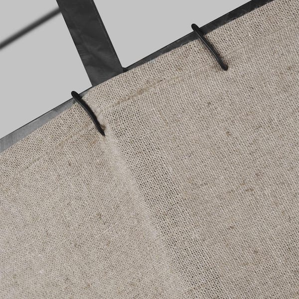 Dunne 34 in. W 4-Light Aged Iron Pendant with Sewn Natural Linen Shade