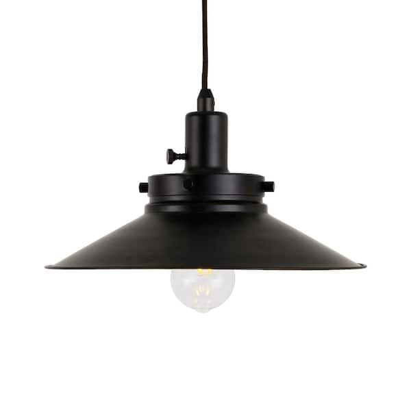 Descartes 29 in. Blackened Bronze Wide Brim Table Lamp with Pulley System