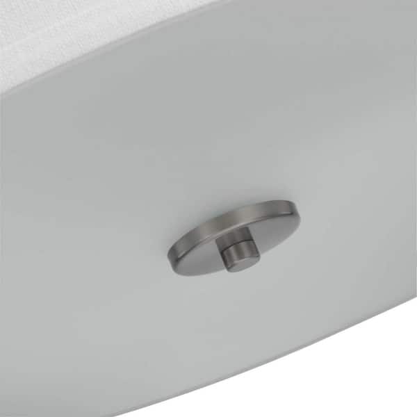 Inspire Collection 18 in. Brushed Nickel 3-Light Transitional Bedroom Ceiling Light Drum Semi-Flush Mount