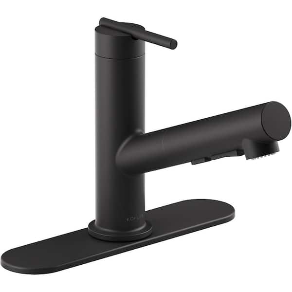 Crue Single-Handle Pull-Out Sprayer Kitchen Faucet in Matte Black