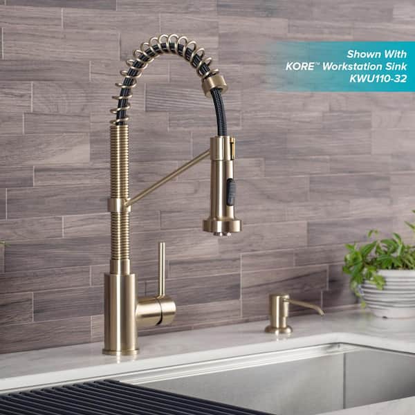 Bolden Single-Handle Pull-Down Sprayer Kitchen Faucet with Dual Function Sprayhead in Spot Free Antique Champagne Bronze