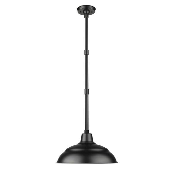 R Series 1-Light 17 in. Satin Black Hardwired Outdoor Angle Shade (1-Pack)