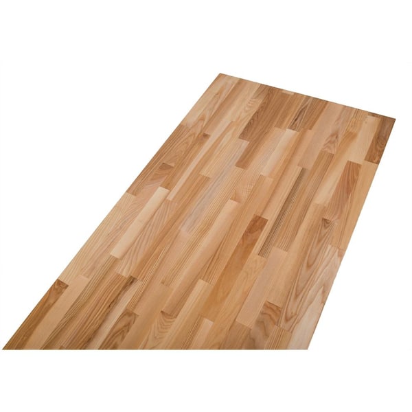 4 ft. L x 25 in. D Unfinished Ash Solid Wood Butcher Block Countertop With Eased Edge