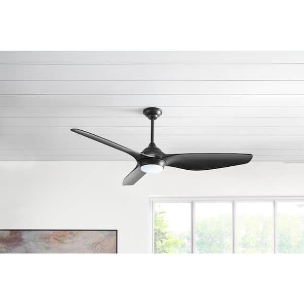 Bachton 60 in. Integrated LED DC Motor Matte Black Ceiling Fan with Light and Remote Control