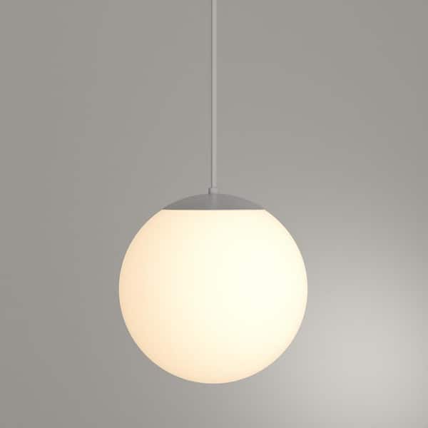 Leo Hanging Globe 10 in. W 1-Light White Pendant