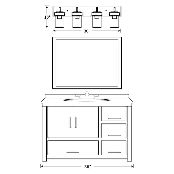 30 in. 4-Light Black Vanity Light with Clear Glass Shade