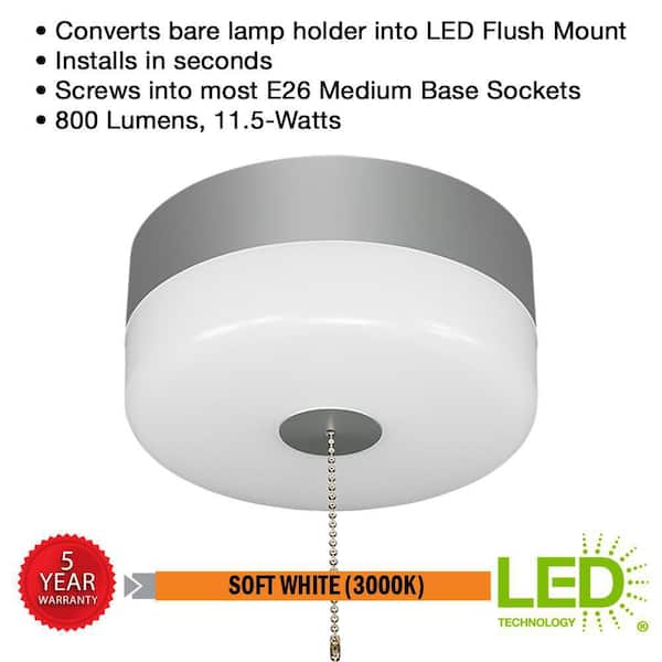 Spin Light 7 in. Closet Light LED Flush Mount Ceiling Light w/ Pull Chain Brushed Nickel Accent Clothes Closet Rated