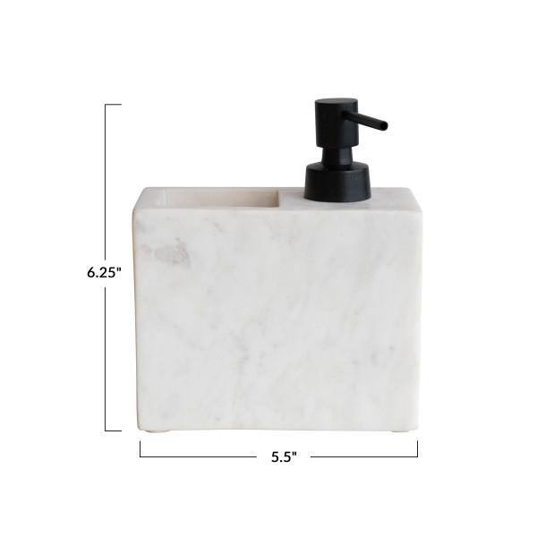 Modern Marble Soap Dispenser with Pump and Toothbrush Holder in White and Black