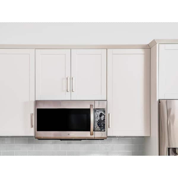 Home Kitchen White Particle Board Two Glass Door Wall Cabinet with Soft Close Door (36 in. W x 13.8 in. D x 30.6 in. H)