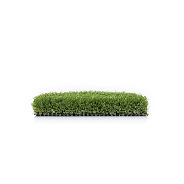 15 ft. W x Cut to Length Green and Tan Quick Draining Artificial Grass Turf