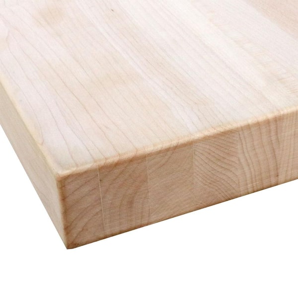 8 ft. L x 25 in. D Unfinished Maple Solid Wood Butcher Block Countertop With Eased Edge