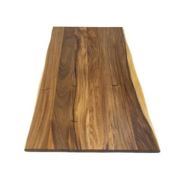 4 ft. L x 25 in. D Finished Saman Solid Wood Butcher Block Countertop With Live Edge