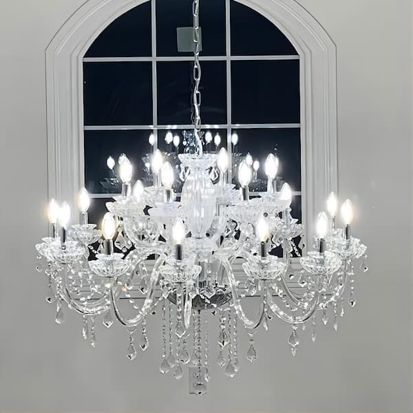 Atlanta 18-Light Clear Candle Style Classic/Traditional Chandelier with Crystal Accents