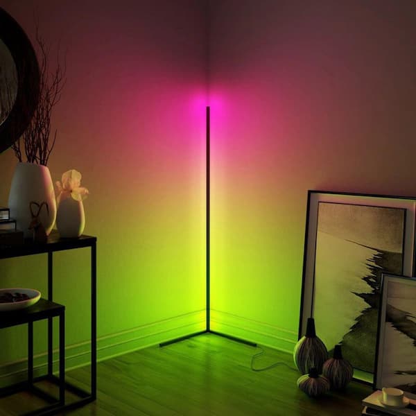 55.9 in. RGB Black LED Floor Lamp