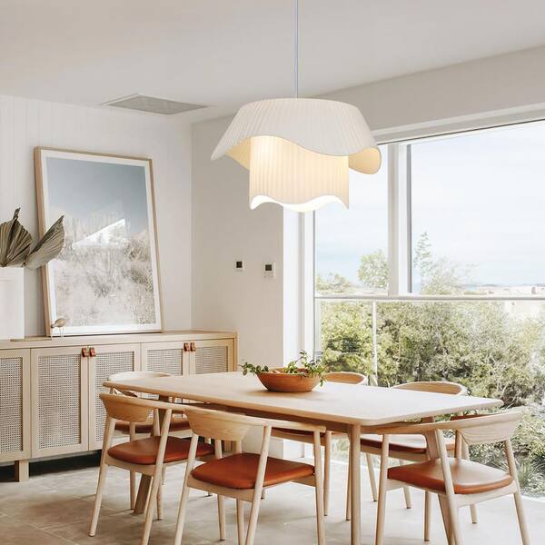 3-Light Brushed Nickel Shaded Pendant Light with Drum Shade