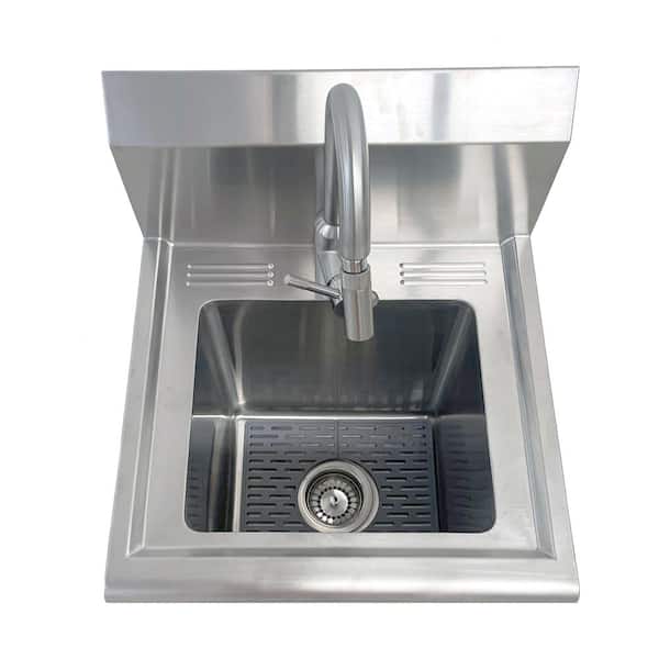 All-in-One 18 in. Stainless Steel Wall Mount Commercial Utility Kitchen Sink with Faucet