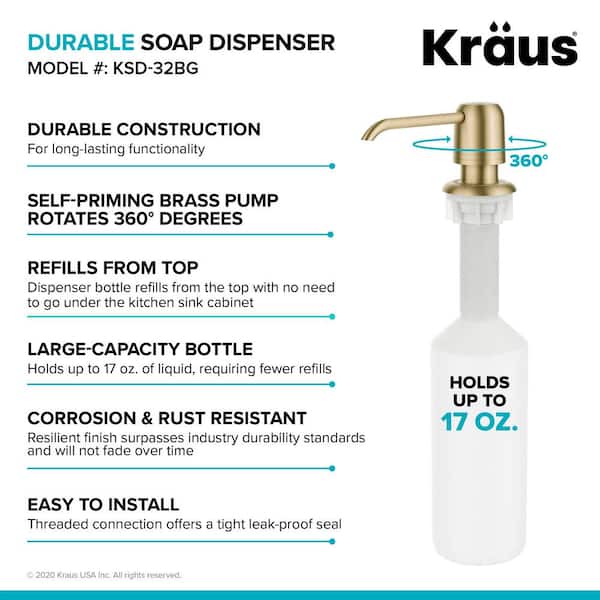 Kitchen Soap Dispenser in Brushed Gold