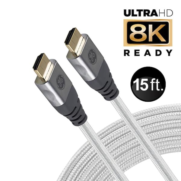 15 ft. 8K HDMI 2.1 Cable with Ethernet and Gold Plated Connectors in Grey
