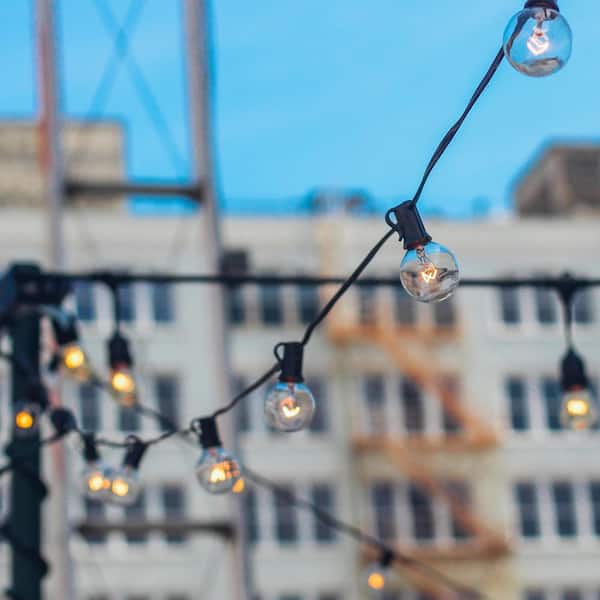 LED Outdoor 50 ft. Plug-In Globe Bulb String Light with 25 Sockets and 100-Watt Dimmer, Remote Control and 2 Extra Bulbs