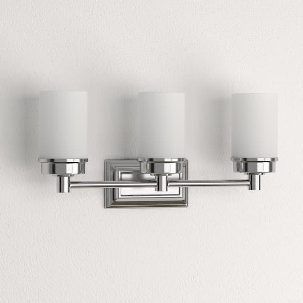 Cade 20.25 in. 3-Light Brushed Nickel Bathroom Vanity Light Fixture with Frosted Glass Shades