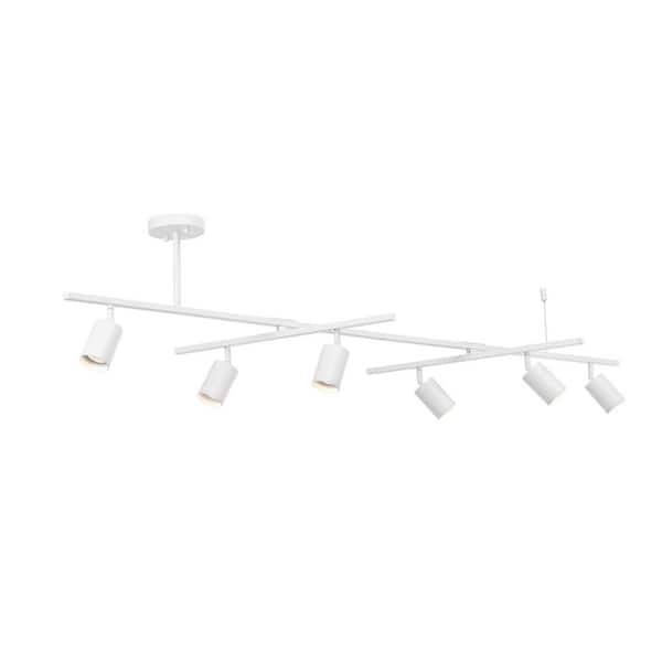 5.3 ft. 6-Light Matte White Flexible Track Lighting Kit with Center Swivel Bars