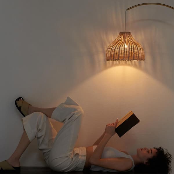 Lark 75 in. Brass Mid-Century Modern LED Arc Floor Lamp