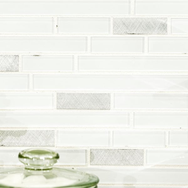 Lucid Sky Interlocking 11.81 in. x 12 in. Textured Glass Metal Look Wall Tile (19.6 sq. ft./Case)