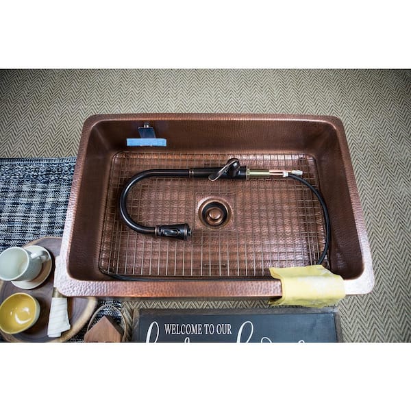 Lange 32 in. Undermount Farmhouse Single Bowl 17 Gauge Antique Copper Kitchen Sink