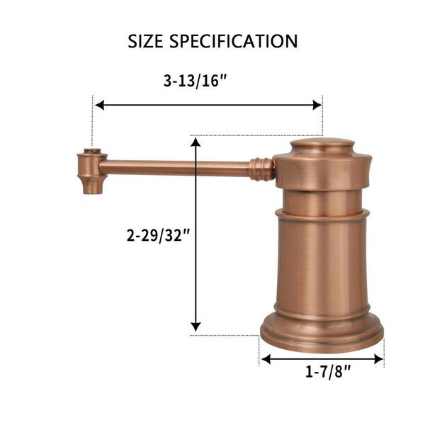 Built in Copper Soap Dispenser Refill from Top with 17 oz. Bottle 3-Years Warranty