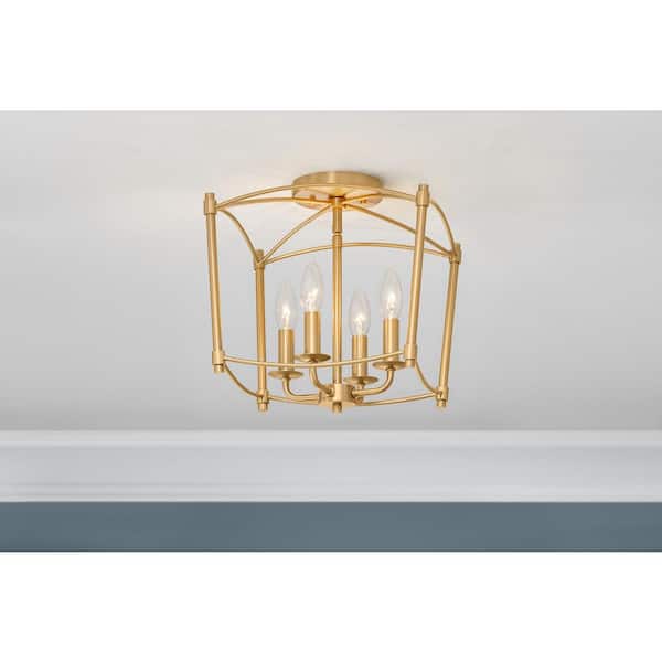 Marston 12 in. 4-Light Brushed Gold Semi-Flush Mount