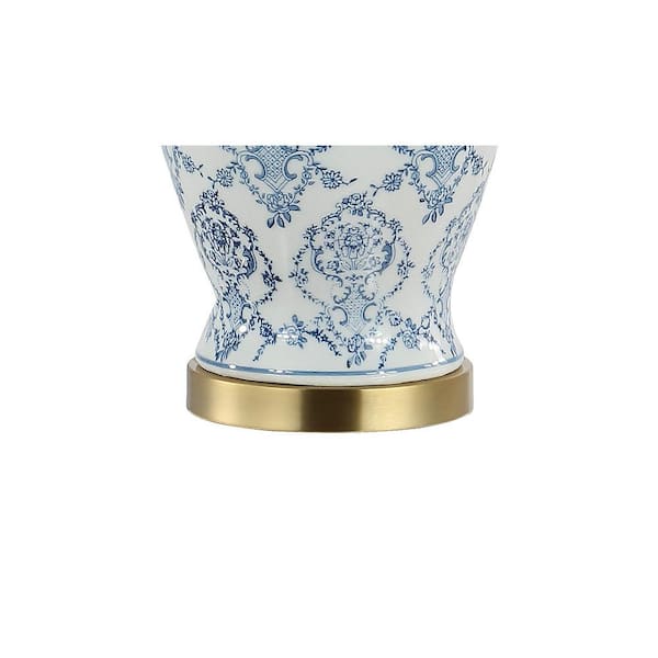 Juliana 22.25 in. Blue/White Traditional Classic Chinoiserie Ceramic LED Table Lamp