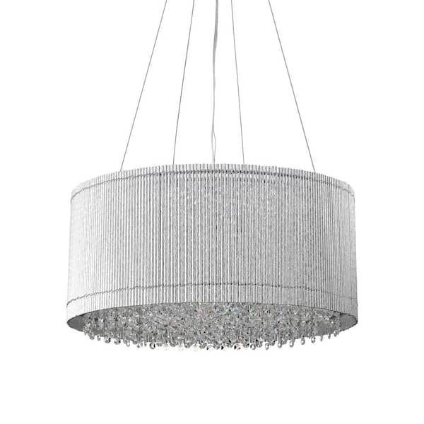 Pamina 22 in. 5-Light Chrome Glam Drum Shade Chandelier