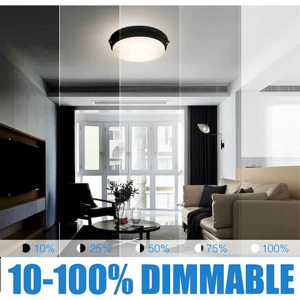 14 in. LED Flush Mount, 1200 Lumen, 4000K Natural White Ceiling Light Fixture with Glass Shade