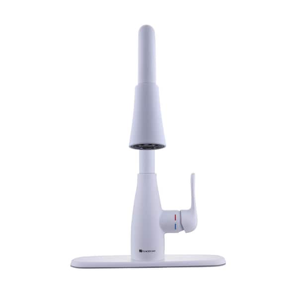 McKenna Single-Handle Pull-Down Sprayer Kitchen Faucet with TurboSpray and FastMount in Matte White