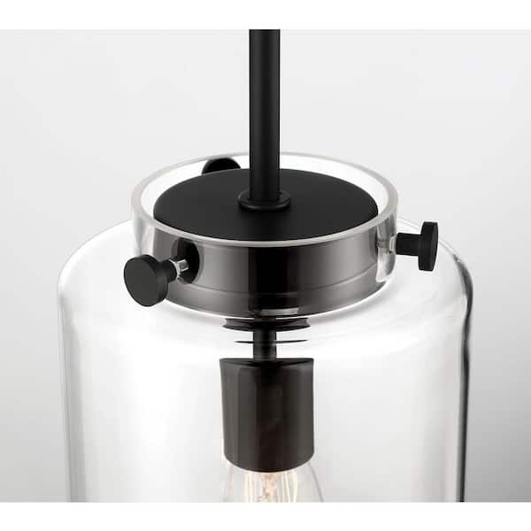 Mullins 6.75 in. 1-Light Coal Mini Pendant Hanging Light, Kitchen Pendant Lighting