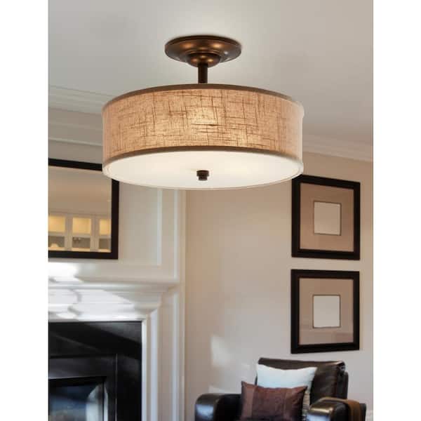 Cloverdale 3-Light Mottled Cocoa Semi-Flush Mount