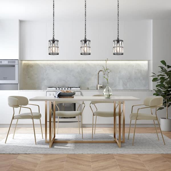 Cristallo Black Modern Coastal Mini Drum Pendant Light 1-Light Transitional Crystal Pendant Ceiling Light