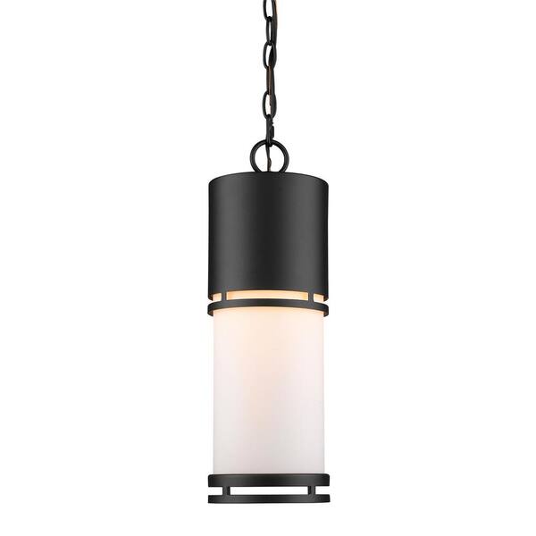 Luminata 14-Watt 17.88 in. 1-Light Black Integrated LED Outdoor Hardwired Weather Resistant Pendant Light