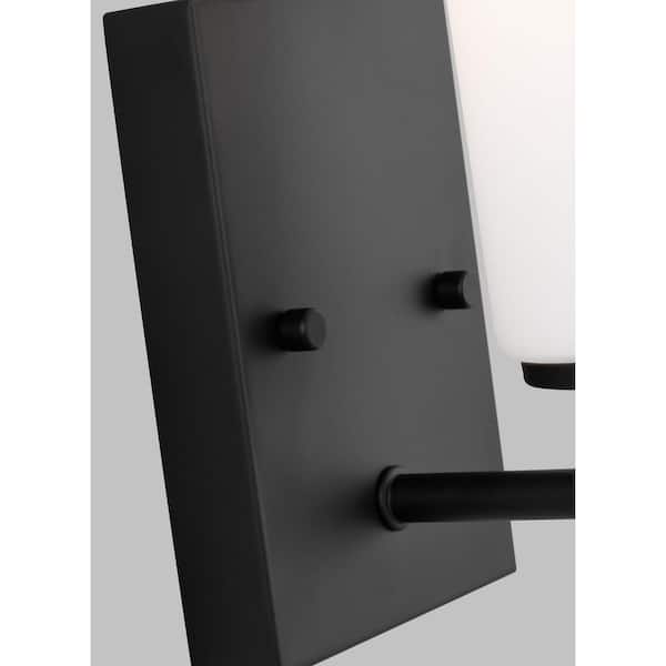 Alturas 4.375 in. W 1-Light Modern Midnight Black Wall Sconce with Frosted Glass