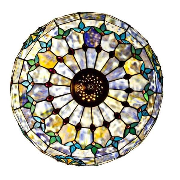 64 in. Blue Indoor Floor Lamp with Stained Glass Allistar Shade