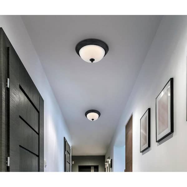 11 in. 15-Watt Matte Black Integrated LED Flush Mount