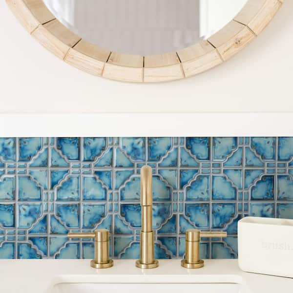 Moonbeam Diva Blue 11-3/4 in. x 11-3/4 in. Porcelain Mosaic Tile (9.8 sq. ft./Case)