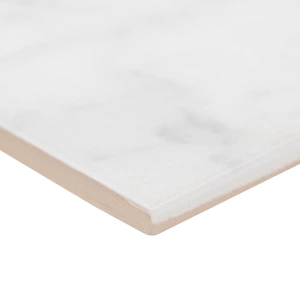 Kalypso Monet 4 in. x 12 in. Glossy Ceramic White Subway Wall Tile (10.76 sq. ft./Case)