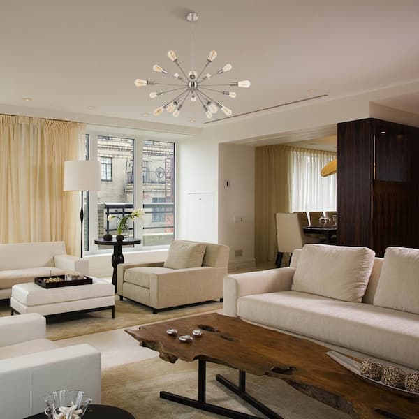 18-Light Brushed Nickel Sputnik Chandelier Ceiling Light