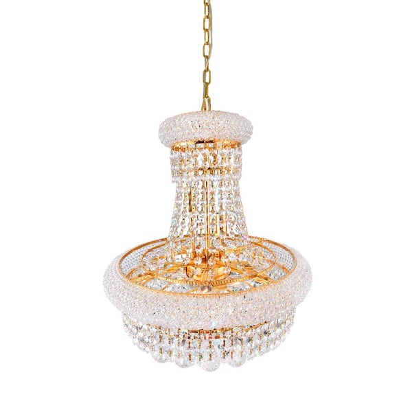 Empire 8 Light Down Chandelier With Gold Finish