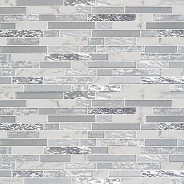 Whistler Ice Interlocking 11.81 in. x 12 in. x 8mm Glass Mesh-Mounted Mosaic Tile (9.7 sq. ft. / case)