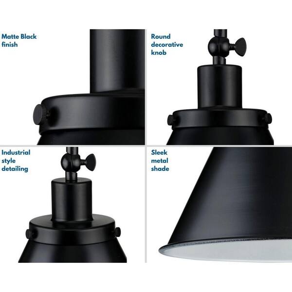 Hinton 1-Light Matte Black Industrial Pendant Light