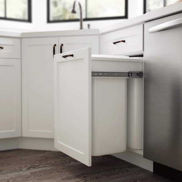 Designer Series Melvern White Assembled Dual Pull Out Trash Can Base Kitchen Cabinet (18 in. x 34.5 in. x 23.75 in.)