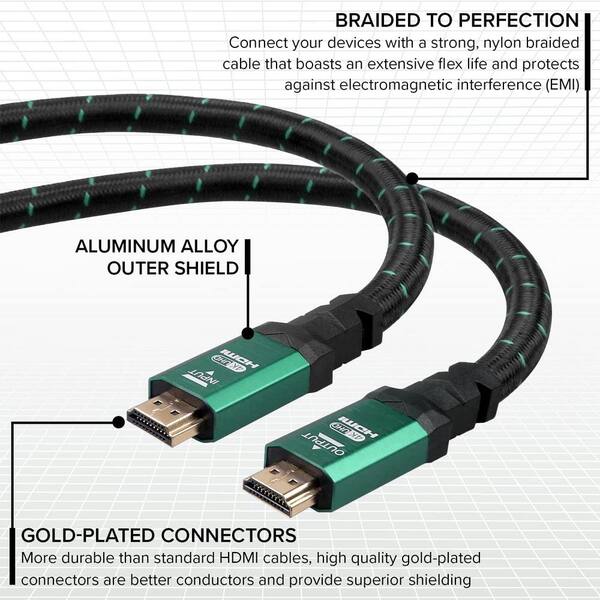 20 ft. 4K HDMI Cable, High Speed 18 Gbps HDMI to HDMI Cable (5 Pack) - Green